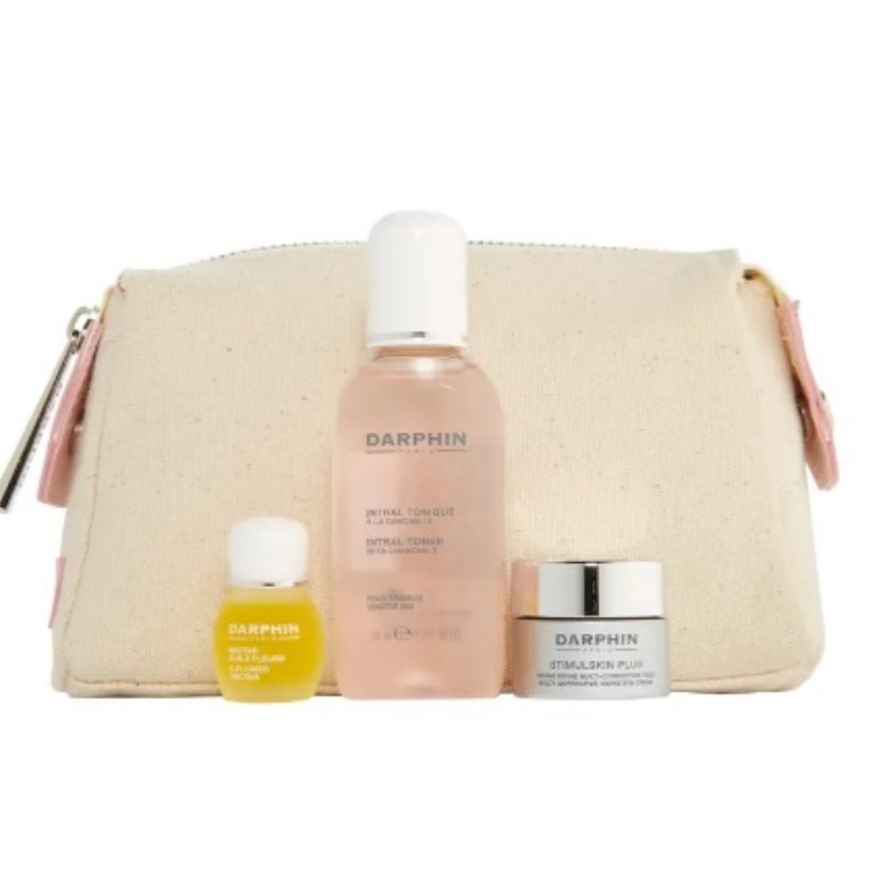 DARPHIN Skincare Gift Set-Blush Pouch,Face Toner,Essential Oil,Eye Cream-4pc-NEW - Picture 2 of 16
